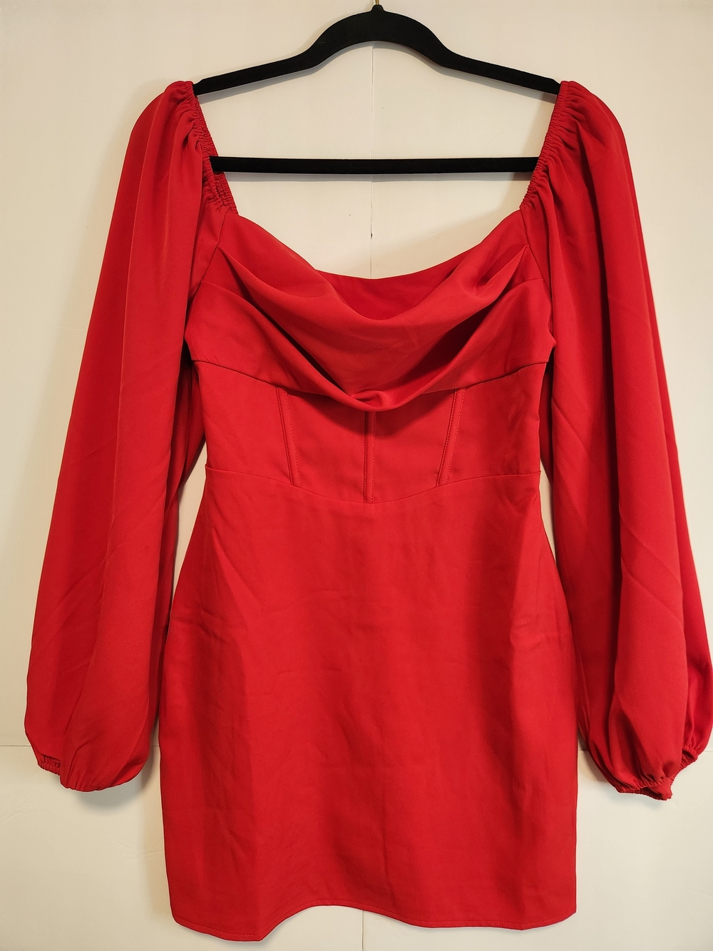 Princess Polly Vibrant Red Long-Sleeve Cowl Neck Mini Dress